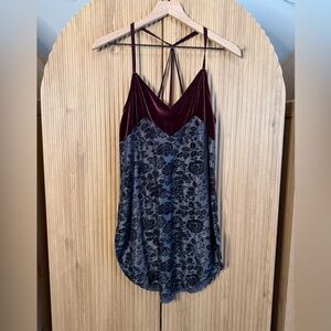 Melrose and Market Burgundy and Gray Floral Dress